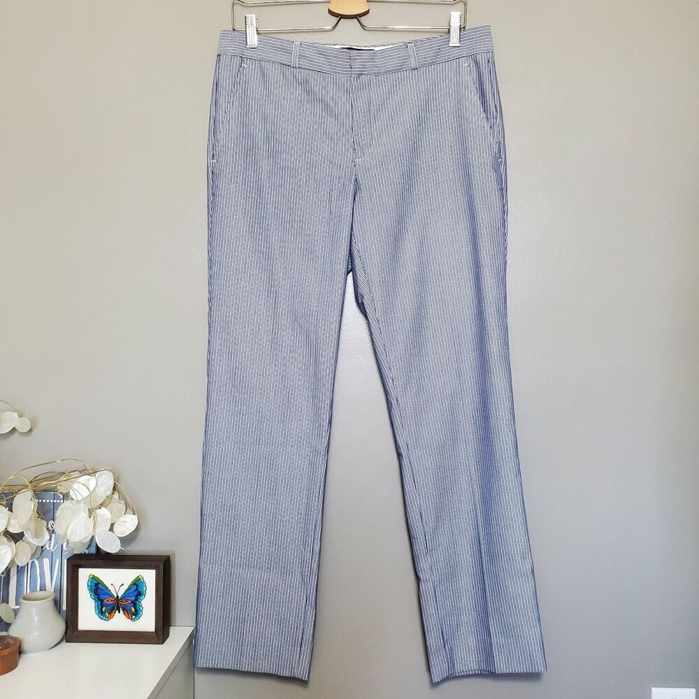 Banana Republic Light Blue and White Pinstripe Dress Pants